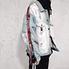 Ring Zipper Belt Blue Hole Denim Tops Jeans Jacket