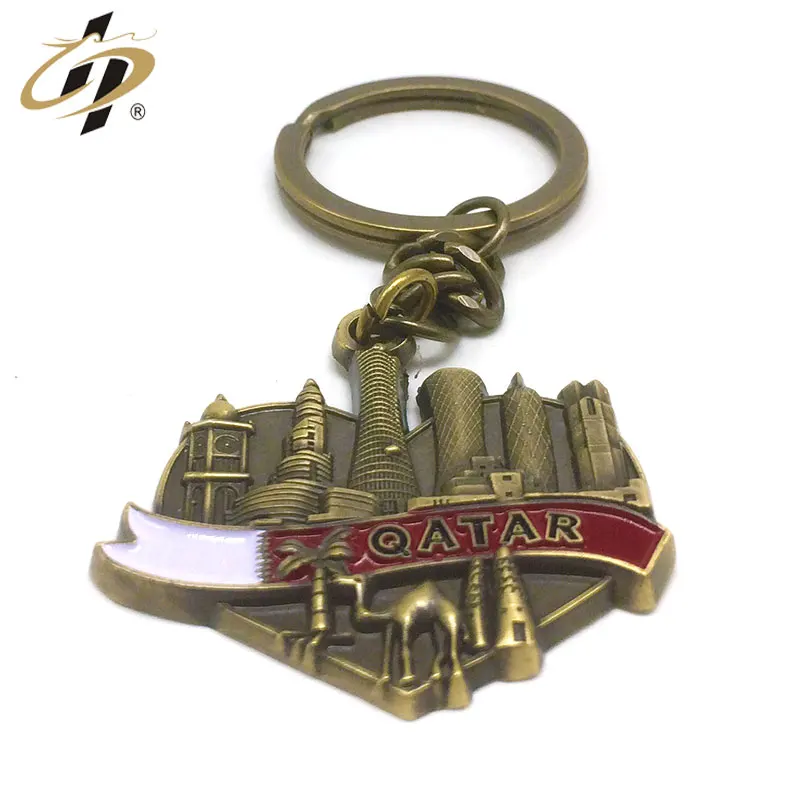 Free Sample Hot Qatar Gift Keychain Design Custom Own Souvenir Key