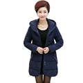 Stylish Women Hooded Quilted Puffer Jacket Black Blue Basic Coat Middle Aged Woman s Cotton Wadded