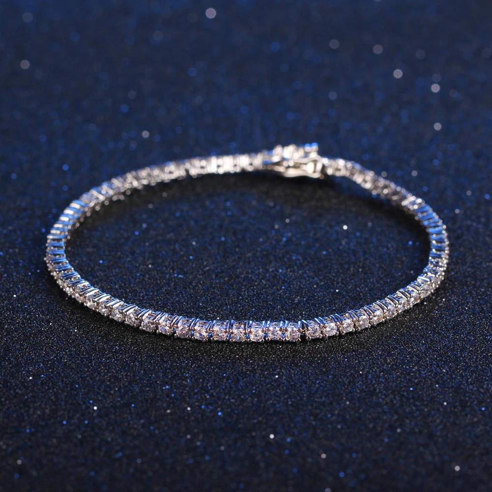 

New Products Round Cut Stunning Cubic Zirconias 925 Silver Diamond Tennis Bracelets