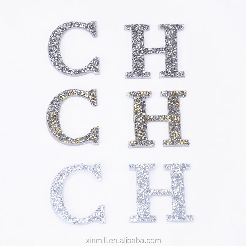 

Custom rhinestone heat transfer logo letter 3D color design, 3 color