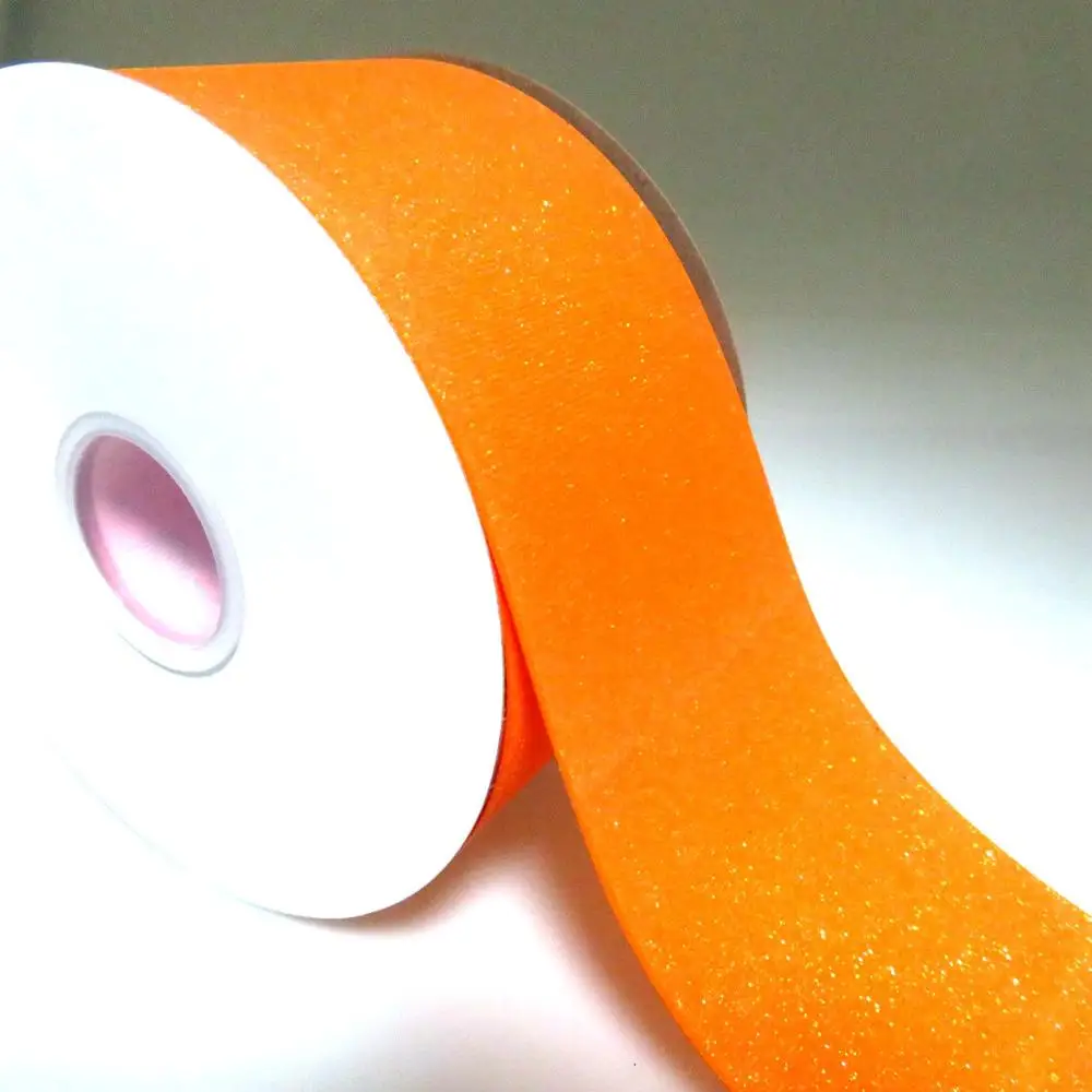 

new 3 inch () soft and sparkling solid orange glitter grosgrain ribbon