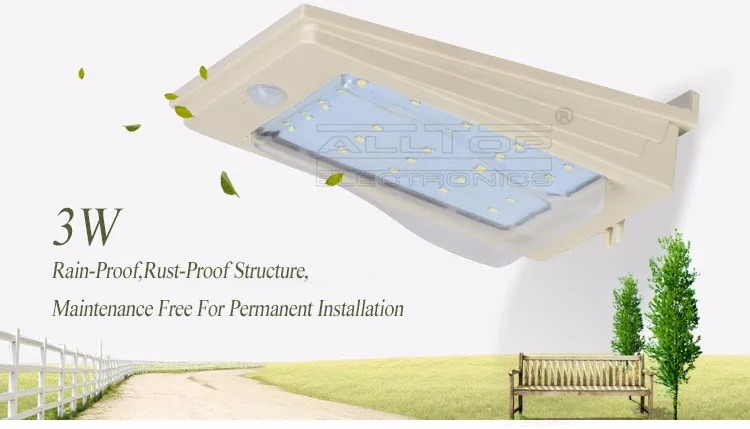 3W outdoor modern industrial waterproof led solar garden wall light