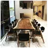 dining room walnut slabs China supplier wholesale solid wood rustic dining tables set