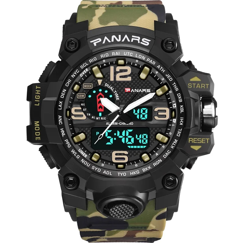 

PANARS Brand Water Resistant Watch 50m Camouflage watch Men digital wristwatch, Camo green