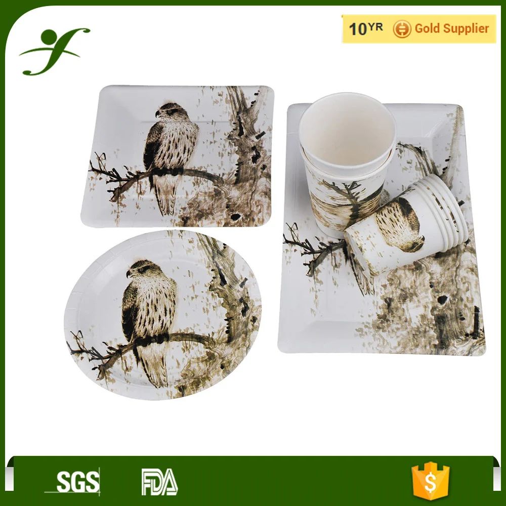 
Round and square Bird design food grade wholesale paper plate prices 