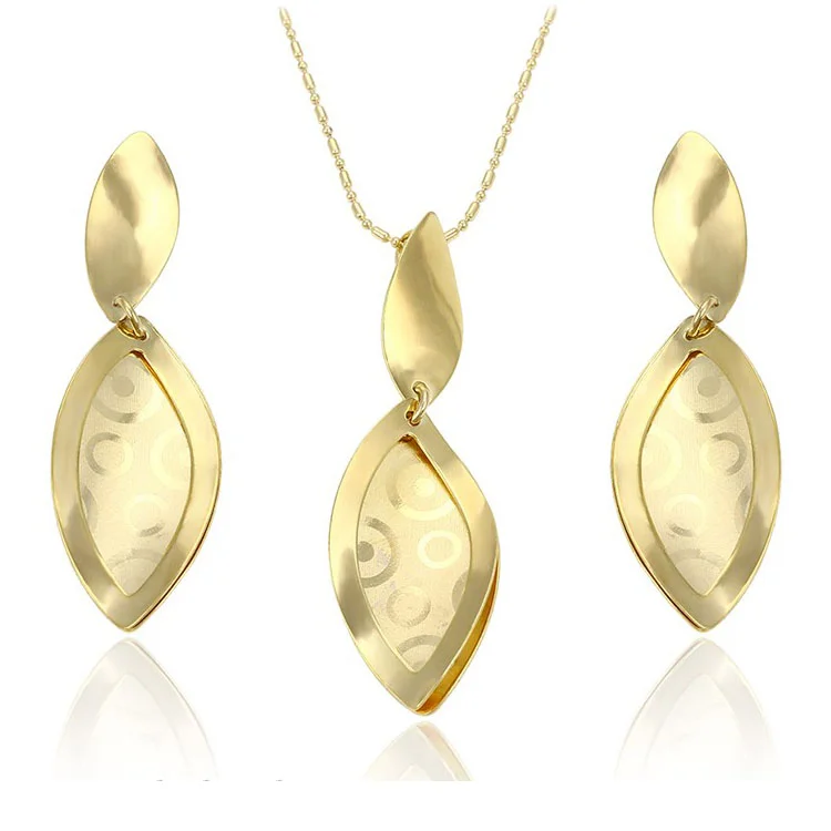 

63695 fashion jewelry promotional price leaf shape dubai gold jewelry sets