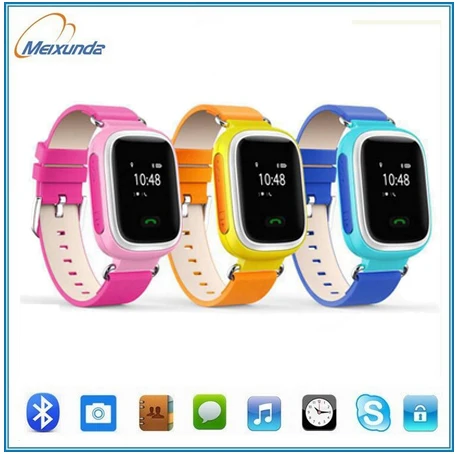 

High quality child gift GPS GSM kids smart watch Q90 with sos call anti-lost for android, Blue yello pink