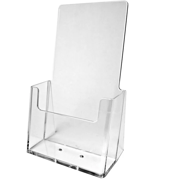 Vertical Back A6 Acrylic Brochure Holder With Brochure Pocket,Desktop ...