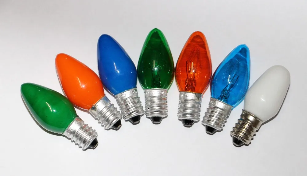 Small Night Bulb Indicator Lamp 4w 5w 7w 10w 15w C7 Clear/colored