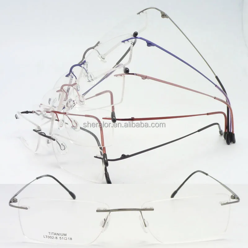 

wholesales LT002 ultra lightweight Beta titanium with hinge rectangle rimless optical glasses frame