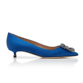 blue kitten heel shoes