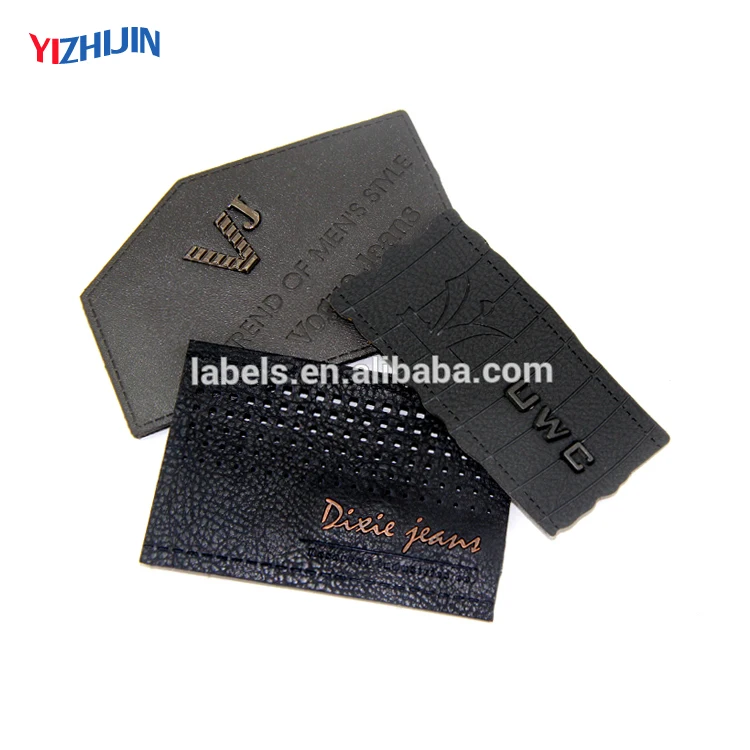 

New Fashion Design Custom Jeans Leather Label with Embossed Logo, Colorful