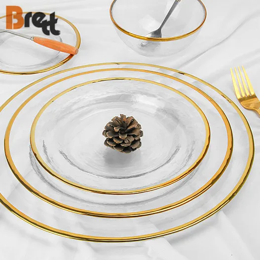 

Glass Dinnerware Sets Gold Dinner Plate Chargers Wedding Decorative, Gold/transparant