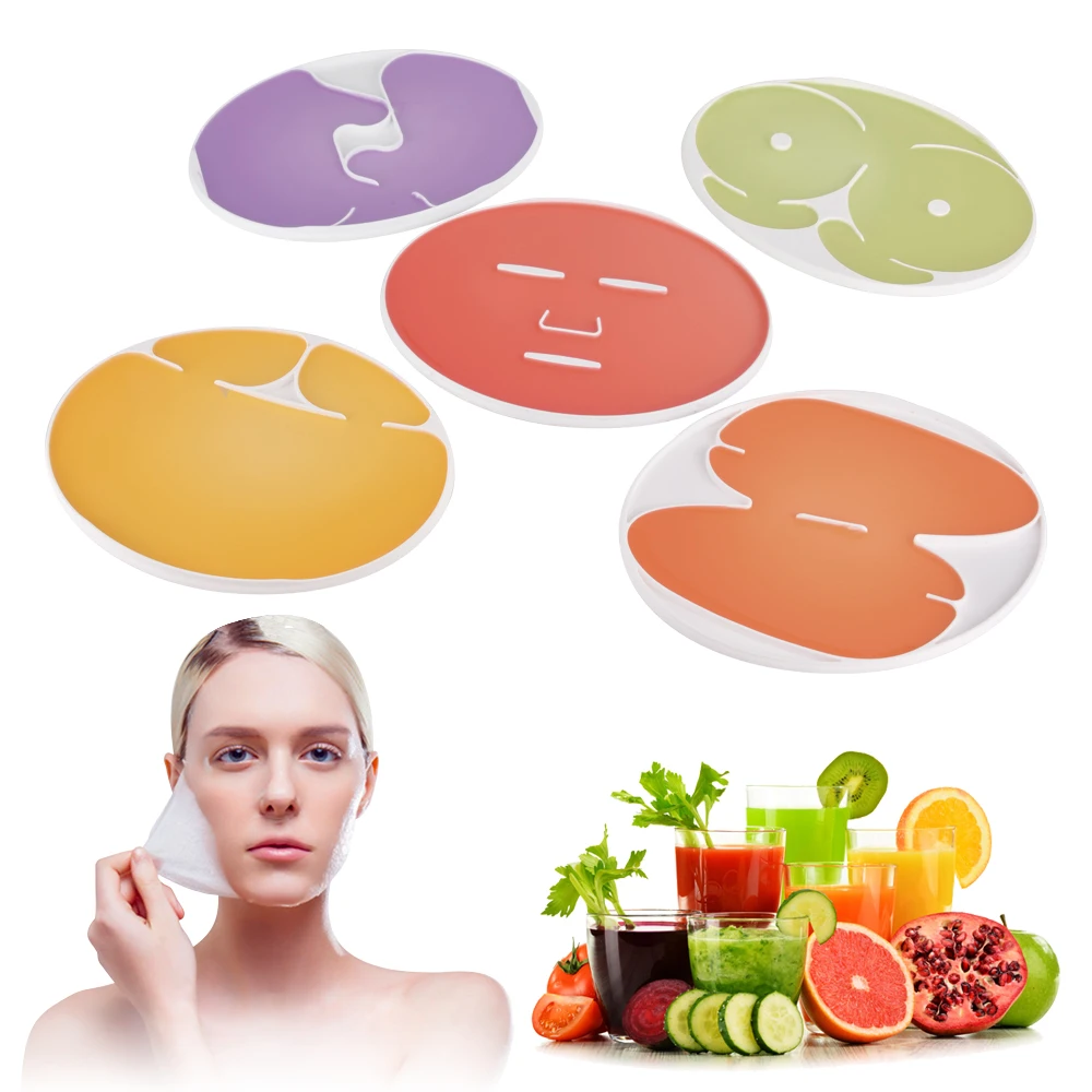 

5 pcs DIY Facial Mask Plate Clear Silicone Mould Tray Making Tool For Fruit Vegetable Masks Machine Maker, White