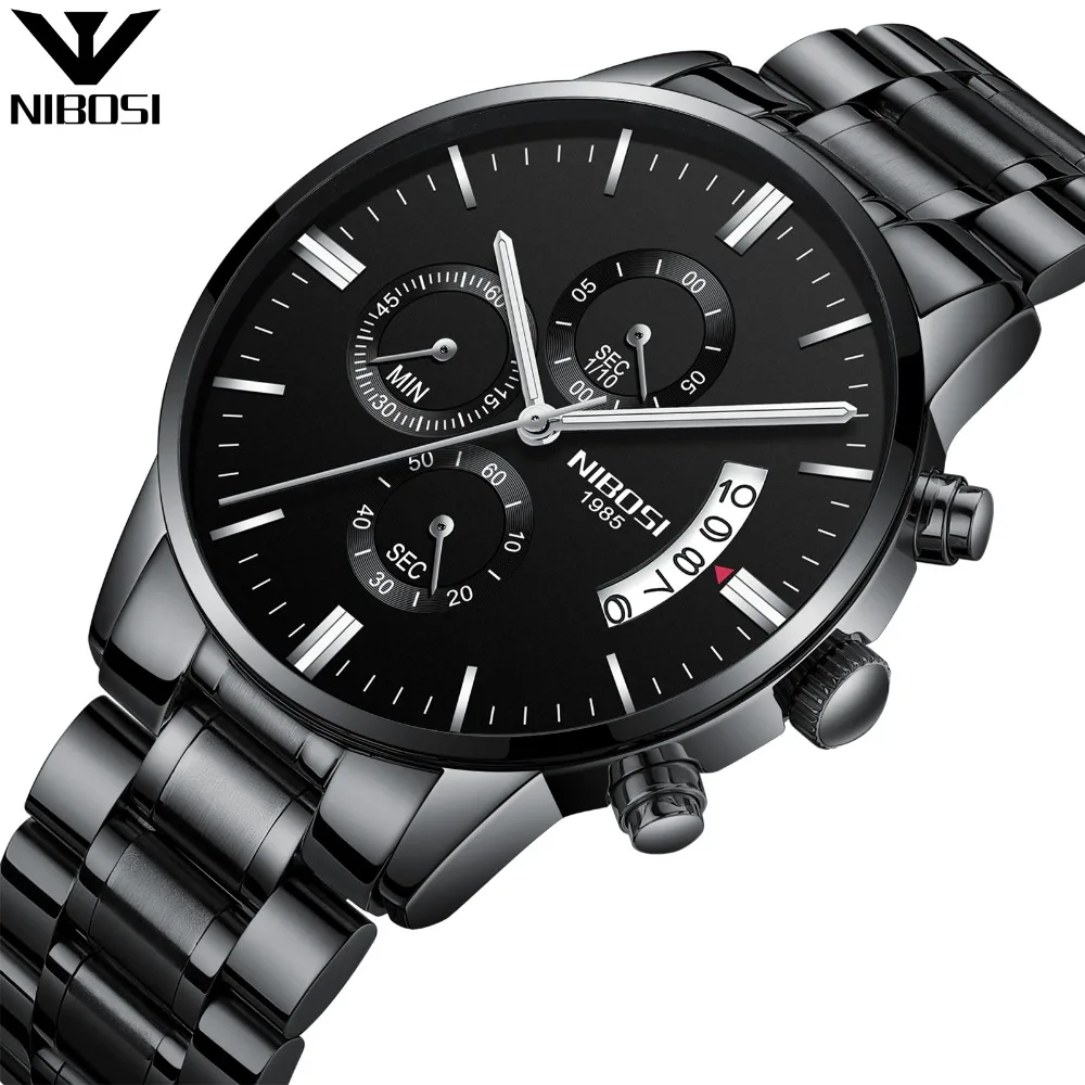 

Wholesale Solid Stainless Steel Band Multi Function NIBOSI Mens Watch