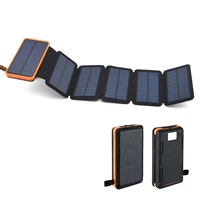

100% Full Charging by Sunlight Foldable Waterproof Solar Power Bank 20000mah Portable Solar Cell Phone Charger with LED Light