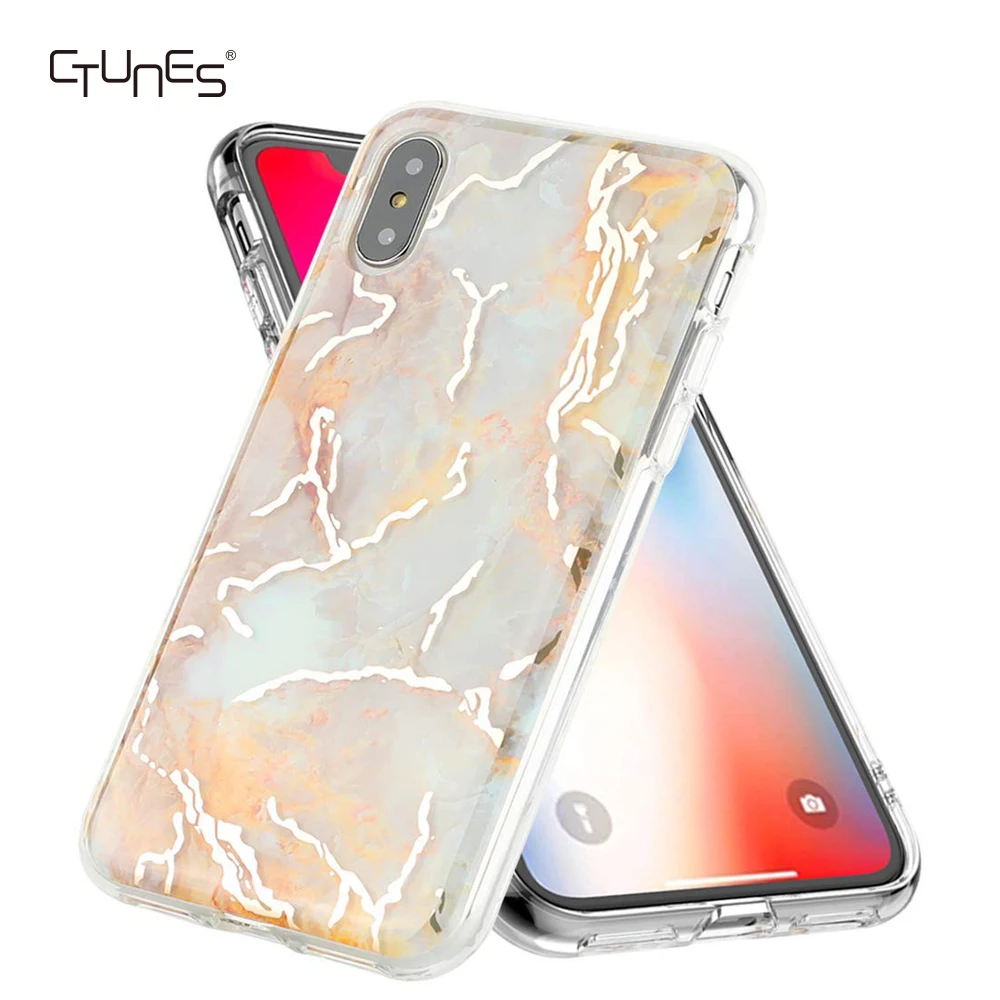 

CTUNES IMD Warm Color Marble Design Clear Bumper Shockproof TPU Soft Silicone Back Phone Case for Apple iPhone XR 6.1 inch, N/a