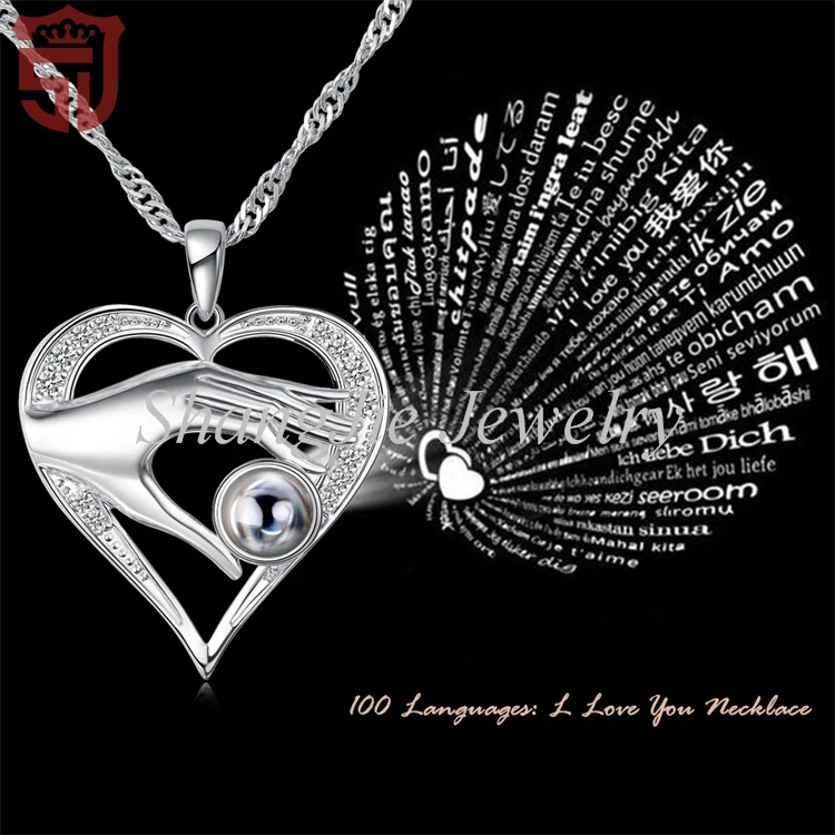 

Present Creative Day Pendant Item Jewelry Valentine's Wholesale 100 Language I Love You Necklace Valentine Gift