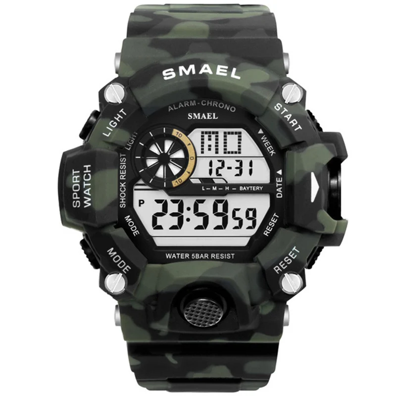 

Luxury Brand Men Wrist Watches Army Camo Plastic Led Clock Waterproof Sport Men Military Smael 1385 Digital Watch relojes hombre