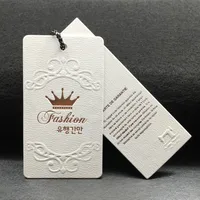 

Luxury specialty paper a set of hang tag emboss logo clothing hang tag for garment