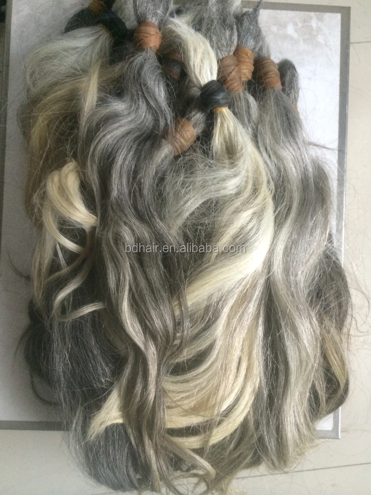 

Raw virgir gray white human hair natural color unprocessed raw bulk human hair, Natural grey white color