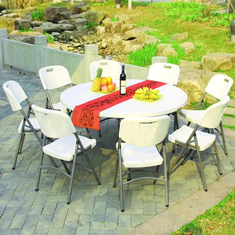 5 Feet Outdoor And Indoor Plastic Top Round Table And Chair Set Buy 5