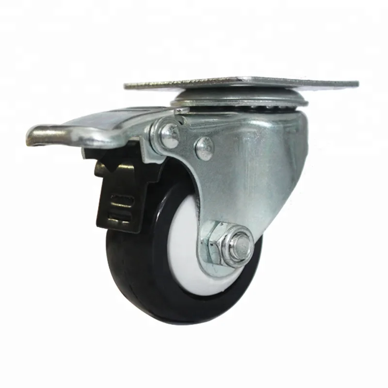 2inch Flat Plate Black Pu Lock Sewing Machine Industrial Caster Wheel