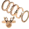 Christmas moose elk gift man rose gold set signet ring