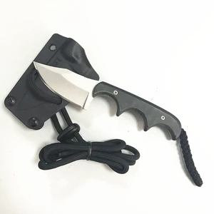 Columbia 7Cr17Mov Steel Blade Wood Handle Neck Fixed Blade Knife Survival Knife Neck with ABS Sheath