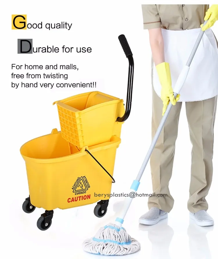 36 liter trolley cleaning wringer plastic mop bucket