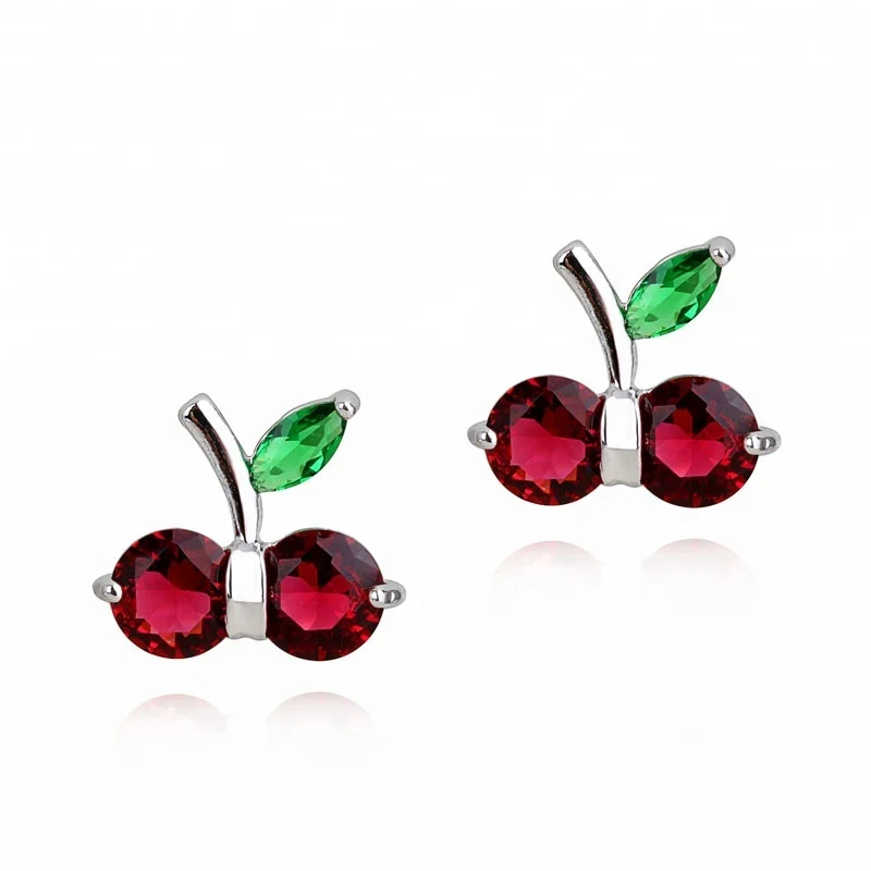 

Lovely Jewelry Girl Jewellery Red Cherry Stud Earring