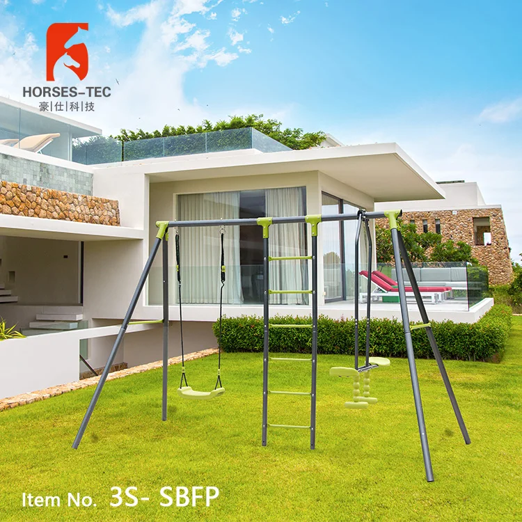 Leisure patio hanging children swing seats with Metal ladder seesaw