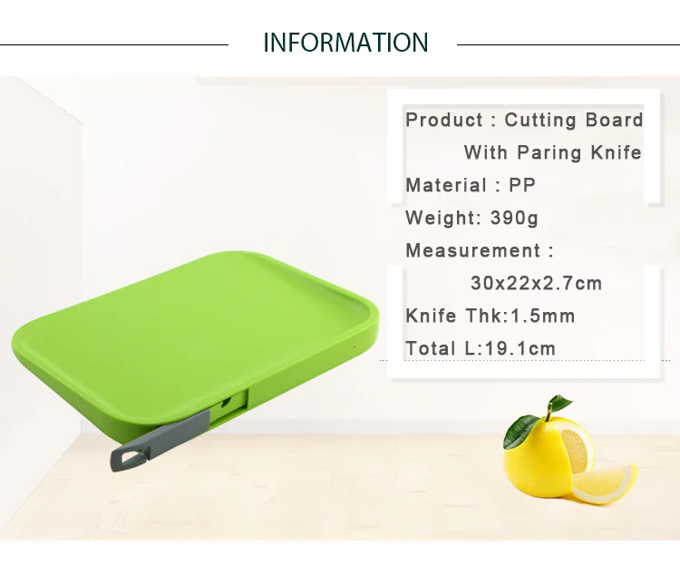 Green Color 2 set Plastic Chopping Board With Paring Knife