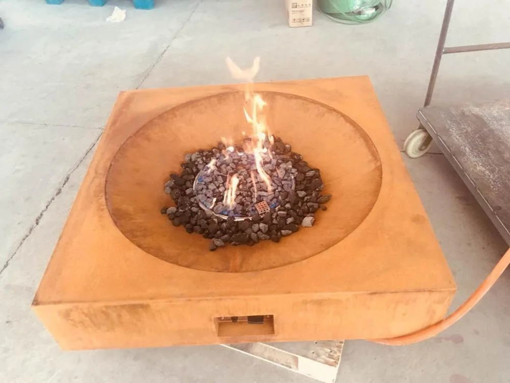 Corten Stahl Quadratische Form Metall Dekoration Im Freien Gas