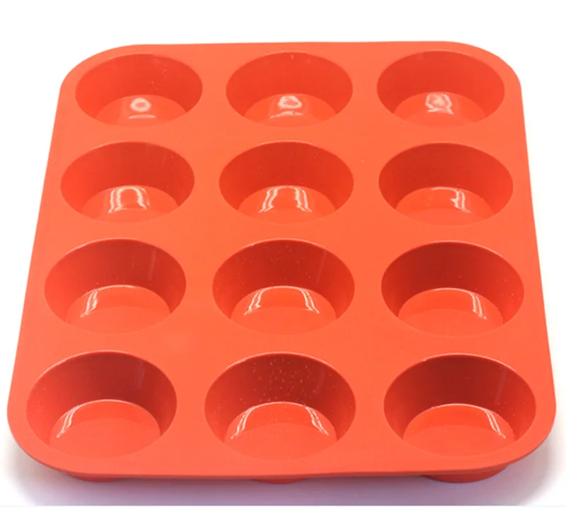 

Heat-resistent non stick silicone 12 cup muffin pan BPA free silicone microwave oven cake pan, Pantone color