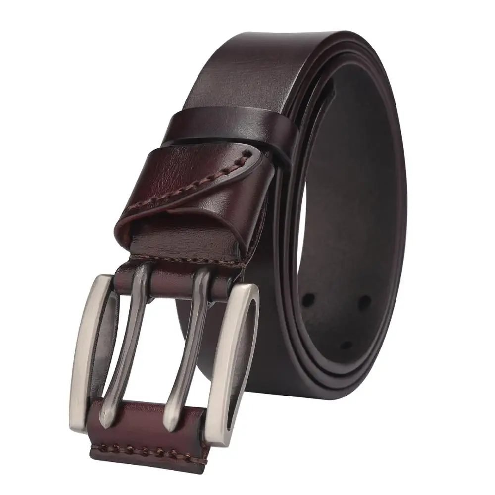
Bison Denim Private label men jeans double pin buckle black genuine leather belts 