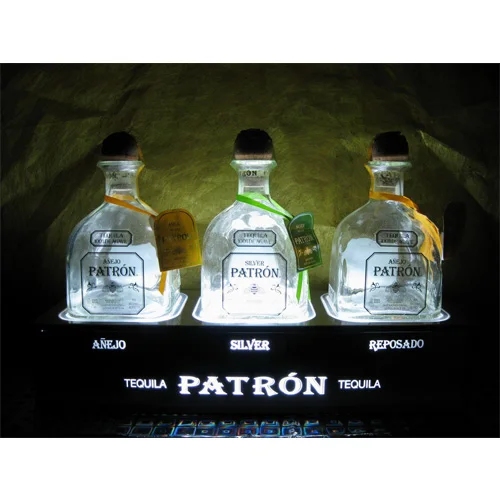 Patron Tequila Advertising 2-Bottle Pub Display Acrylic With Led Light 