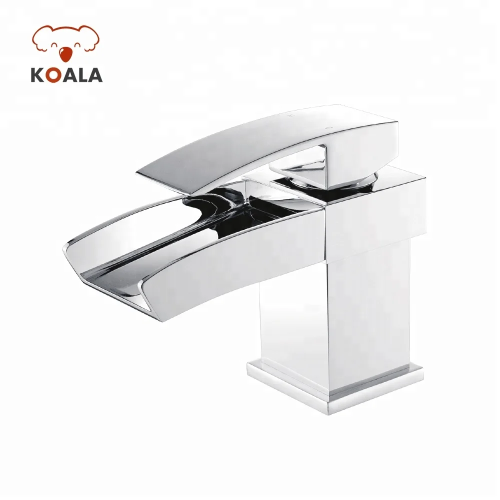 USA Single Lever Bath Vessel Faucet Waterfall, Black Hot and Cold Bathroom Sink Faucet Waterfall with LED Light