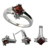 Custom High Quality 925 Sterling Silver Red Ruby Wedding Jewelry Set