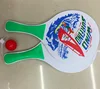 wholesale customized white green wood paddle beach bat set with balls bags
