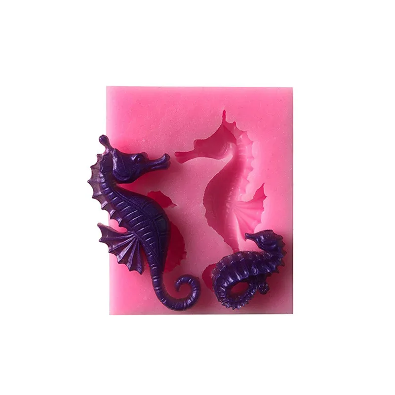 

XGY-15 silicone chocolate mold with sea horse shape. silicone sugar lace mold, 3D Fondant Mermaid Tail Silicone Mold, Pink