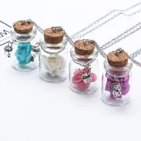 

Latest design Lamp drift bottle Glow in the Dark Rose flower Pendant Chain glass Necklace