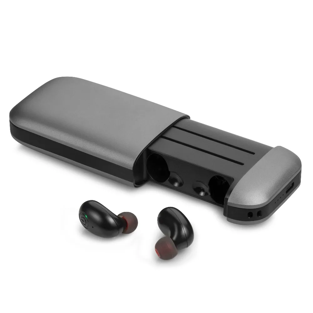 

Wholesale Price Updated HOSHI Dual Wireless Earbuds B5 Earphone TWS Stereo Headset with Power Bank 2600mah Type C port, Rose gold , black , silver , iron gray