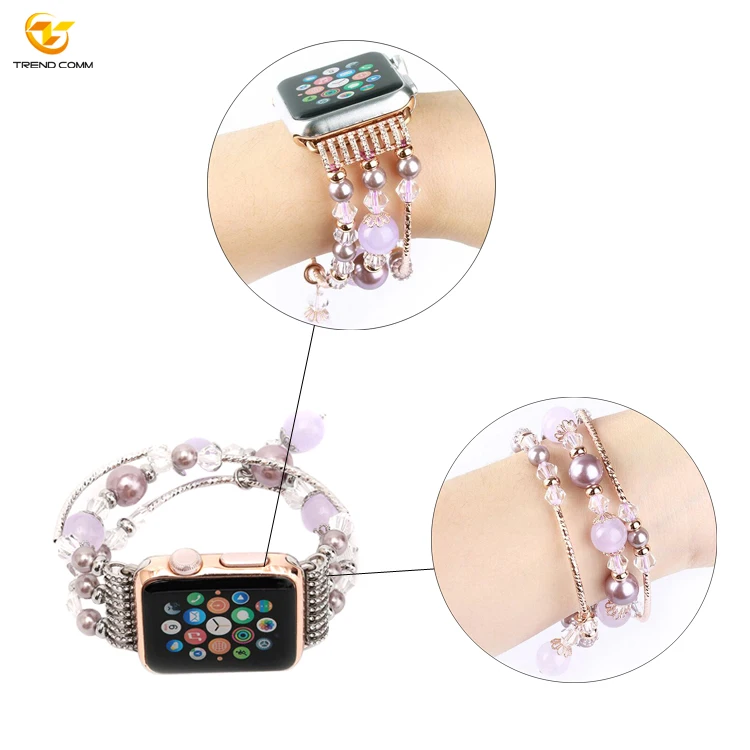 

Shiny Beaded Bracelet Accessories Charming Resistance Watch Band For Iwatch Series