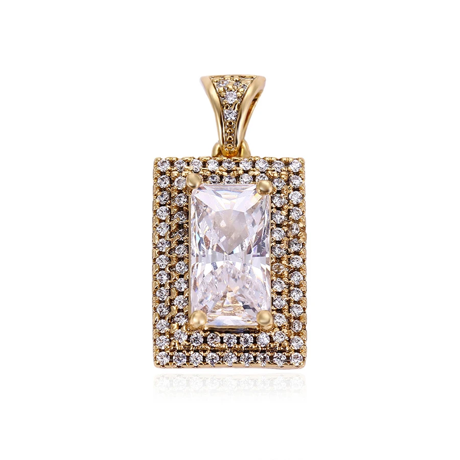 

32895 Hot sale beautiful ladies jewelry simple design zircon prong paved gold plated pendant