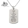 Holy Scripture Tag Necklace in Solid Stainless Steel - 1 PETER 5:7