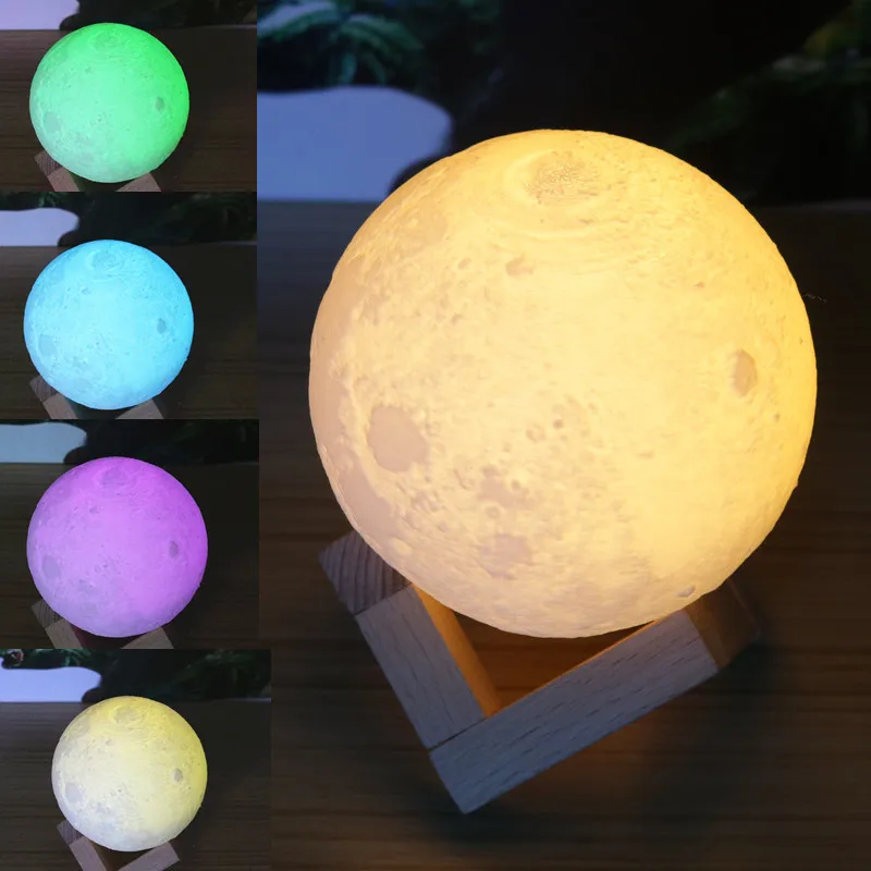 Wholesale Creative 16colors Change Night Lamp Remote Control Colorful 3D Moon Night Light