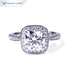 Tianyu gems Custom 4H forever one 2 carat Colorless cuhion halo moissanite diamond ring for women