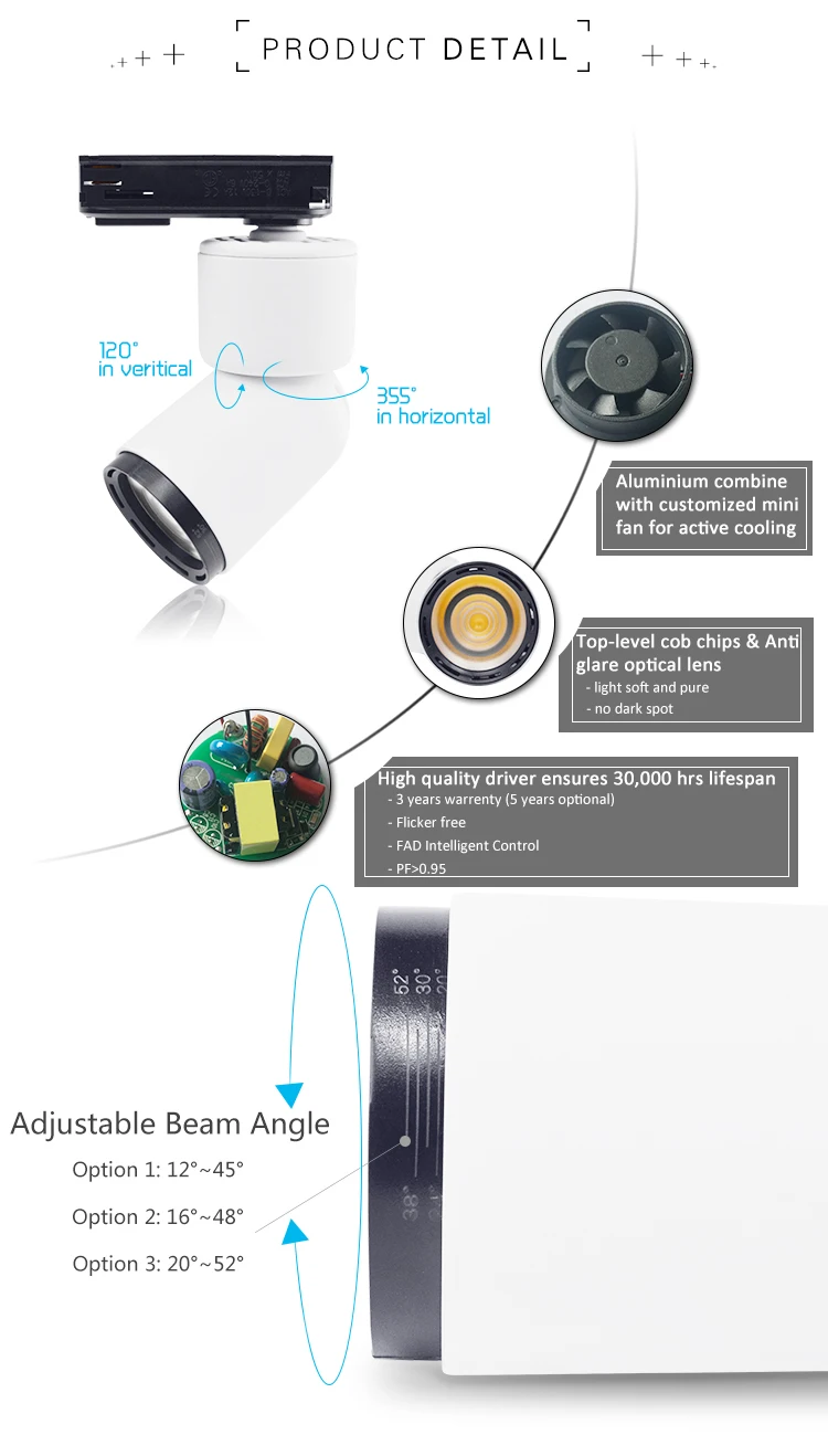 10w dimmable design bedroom ceiling led track spot light for home